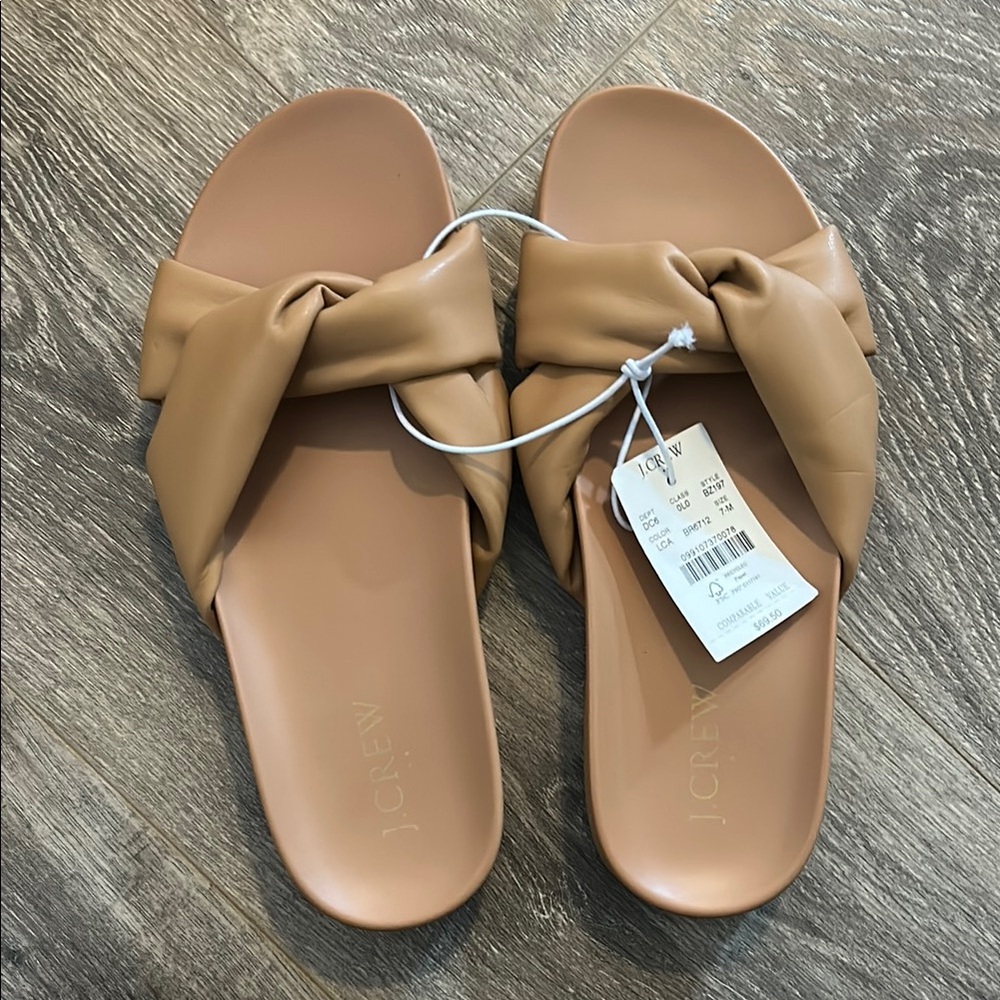 J. Crew Tan Sandals with Bow Detail